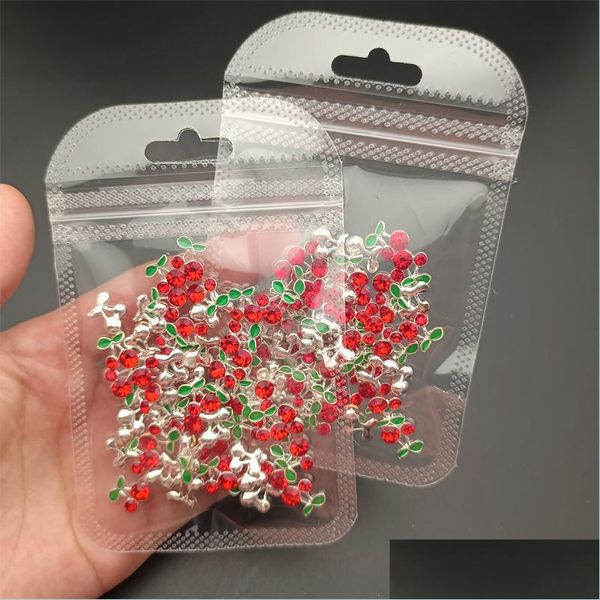 Décorations d'art nail nail art décorations 20pcs 3d charmes cerises en alliage strass de bricolage