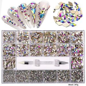 Nail Art Decoraties Nail Art Strass Set Multi Vorm Kristal Plaksteen Diamant Nagelset Professioneel Materiaal Decoratie Gereedschappen 231121