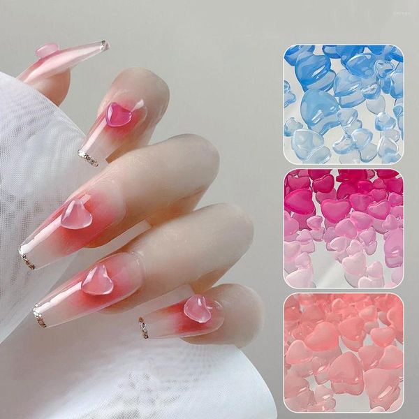 Nail Art Décorations Ongles UV Sensible Coeur Charmes Résine Amour Changement Décoration Effacer Strass Accessoires Kawaii Arc