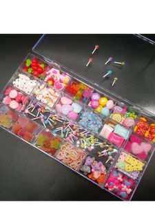 Nail Art Decorations One Box Design Kawaii Resin Charms Flower Gummy Bear Cnady 3d S 230816