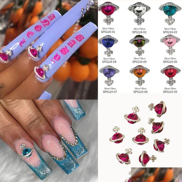 Nail Art Décorations Planète 3D Charmes Strass Designer Charme Gemmes Kawaii Ongles Bijoux Manucure Décoration Accessoires En Gros Dhzde