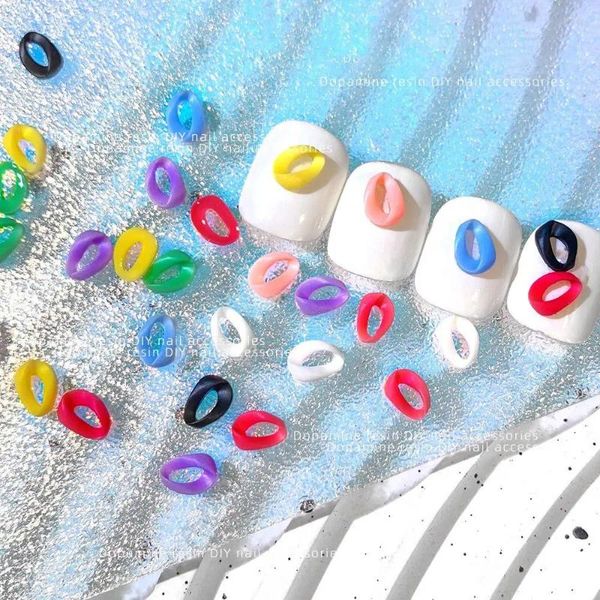 Nail Art Decorations Resin Sticker Charms Hollow Cute Jelly Decoration 3D Colorful 8 mm Candy Heart Accessories