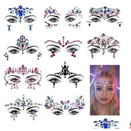 Decorazioni per nail art Strass Festival Adesivo per gioielli per il viso Adesivi per tatuaggi finti Body Glitter Tatuaggi Gemme Flash per feste musicali Fai Dhkuk