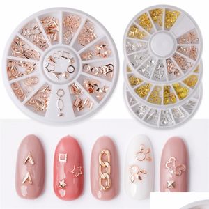 Nail Art Décorations Or Rose Rivet Goujons 3D Décoration Sier Shell Cercle Étoile Rond Carré Triangle Mixte Manucure Accessoires Nouveau Dhtzr