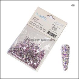 Nail Art Décorations Salon Santé Beauté Diamant Rouge Fond Plat Strass Flamme Rose Pâte D'or 20 pcs Drop Livraison 2021 9Gqck