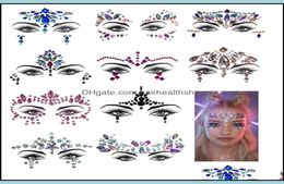 Nail Art Décorations Salon Santé Beauté Strass Festival Visage Bijoux Autocollant Faux Tatouage Autocollants Corps Glitter Tatouages Gemmes Fl1054571