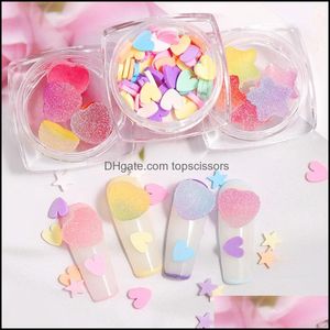 Nail Art Decoraciones Salon Health Beauty 10Pcs 3D Heart Star Gradient Colorf Soft Fudge Designs Sweet Candy Diy Accesorios para uñas Mani