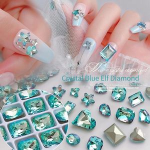 Décorations d'art d'ongle fond pointu cristal lac bleu strass super brillant haute qualité verre irrégulier 3D ergonomique bricolage décoration 10 pièces 231121