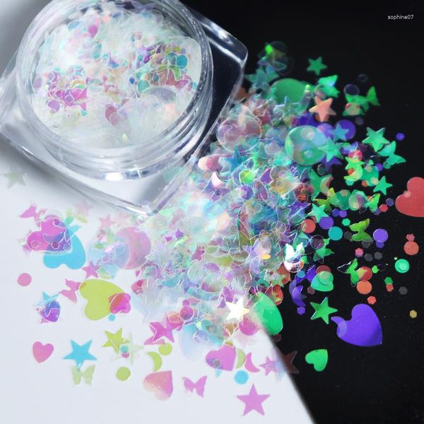 Nail Art Decorations Shining Ab Sirmaid Sequins Butterfly Moon Star Round Heart Mix Glitter Flakes Mirror Mirror Paillette pour DIY