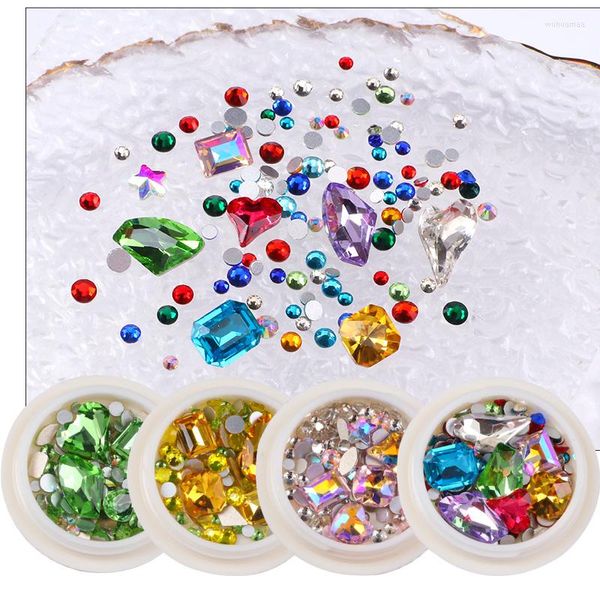 Decoraciones de arte de uñas Piedras Irregular Color brillante Grava Brillo Cristal Rhinestone Perla Oro Plata Flatback Manicura Decoración