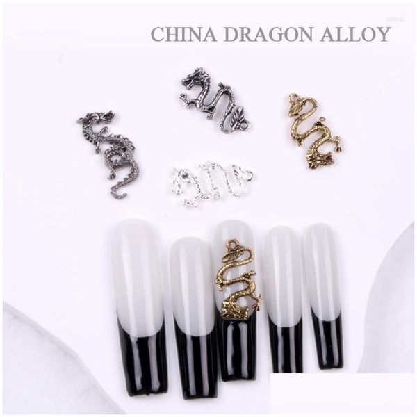 Décorations d'art d'ongle Tszs 10 pcs / lot 2023 Bijoux en alliage Gold Sier Zodiac Dragon Charm DIY Fournitures décoratives Accessoires en métal Drop DHRPL