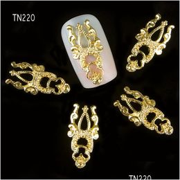 Décorations d'art d'ongle en gros - 10pcs / lot 3D Golden Hollow Notes Charme Glitter Alliage Bijoux Strass DIY Goujons Outils TN220 Drop Dhiqu