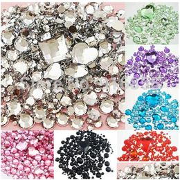 Nail Art Decoraties Groothandel-Clear Gemengde Grootte/Vorm Platte Achterkant Strass 1100 Stuks 3D Acryl Plaksteen Diy Telefoonhoesje De Dhebl