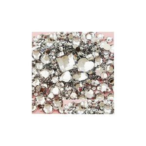 Décorations d'art d'ongle en gros tailles de mélange 1000pcs cristal clair rond acrylique pierres de strass en vrac pour vêtements de mariage Dr Dhgpg