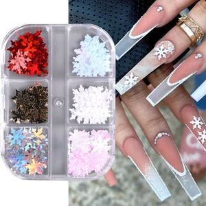 Decoraciones de arte de uñas Copo de nieve holográfico de invierno lentejuelas con brillo de uñas iris blanco artículos decorativos hechos a mano accesorios de Navidad 231121