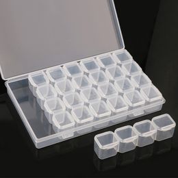 Boîte de forage d'art d'ongle boîte vide en plastique peut être une boîte de rangement ouverte unique 28 boîte à bijoux transparente boîte de rangement outil en gros