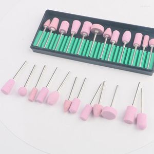 Nail Art Equipment 12 stks/set keramische boorbitfreessnijder voor manicure kwarts scrub steen diamantwol buffers gereedschap prud22