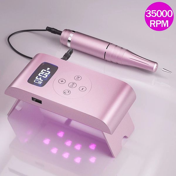 Nail Art Equipment 2 en 1 35000RPM Machine à ongles rechargeable Lampe UV Sèche-ongles Machine à ongles électrique Lime à ongles Affichage LED Machine de manucure 231207