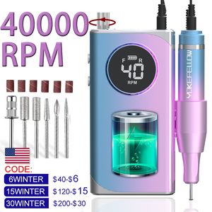 Nail Art Equipment 35000 / 40000RPM Perceuse à ongles électrique pour manucure Tour à ongles professionnel avec écran LCD Outil de salon de manucure rechargeable 230616