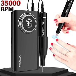 Nail Art Equipment 35000RPM Taladro de uñas con pantalla LCD HD Recargable Nail Master para manicura Taladro de uñas portátil Fresadora 230220