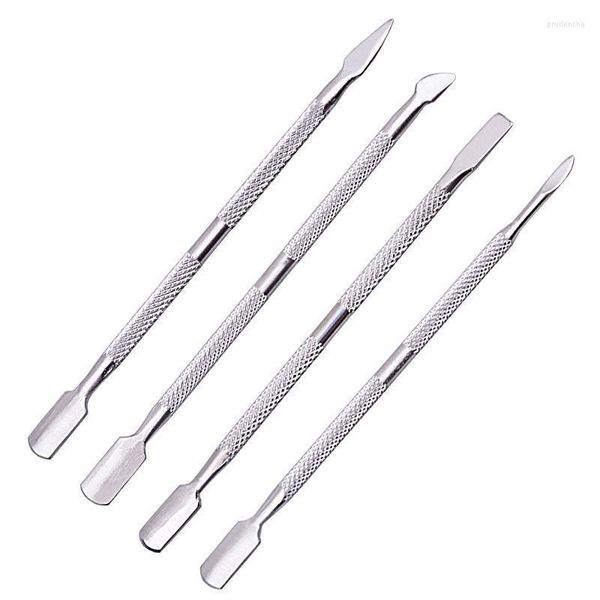 Nail Art Equipment Ensemble de 4 outils pour enlever la peau morte Frustration Fourche Emballage indépendant Poussoir en acier inoxydable Choses pour les ongles Prud22