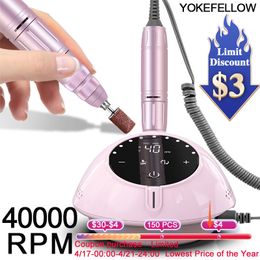 Nail Art Equipment 40000rpm boormachine met HD Display Manicure Upgrade Electric File Cutter Salon Tools 230417