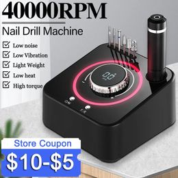 Nail Art Equipment 40000rpm elektrische manicure boor set borstelloos bestand met geheugenfunctiemachine molenters salongereedschap 230417