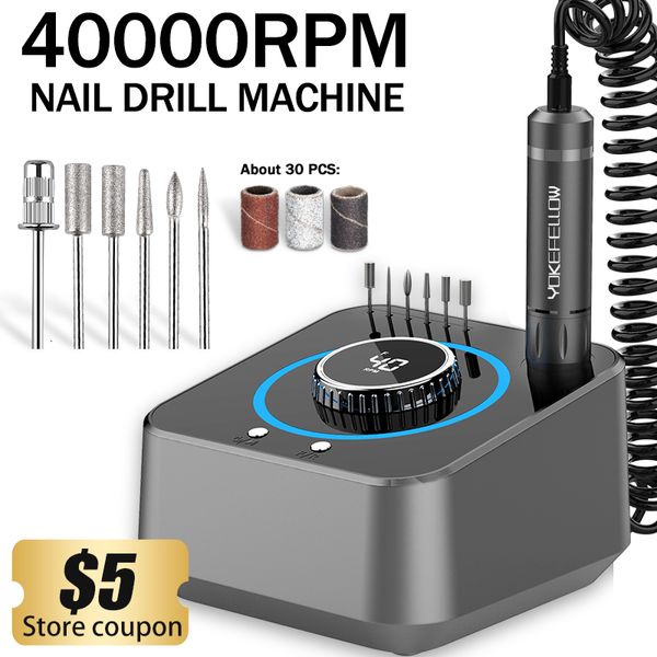 Nail Art Equipment 40000RPM Taladro de uñas eléctrico Máquina de manicura profesional con motor sin escobillas Juego de lijadora de uñas Equipo de pulido de salón de uñas 230217