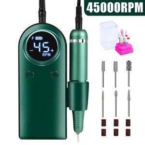 Nail Art Equipment 45000RPM Perceuse à ongles électrique Machine de manucure rechargeable avec écran LCD Ensemble de perceuse sans fil portable Outils d'art des ongles 230220