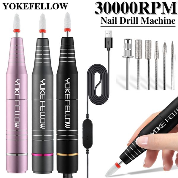 Nail Art Equipment Perceuse électrique pour manucure pédicure avec jeu de mèches en céramique 3000035000RPM Outil de salon de stylo polonais 230425