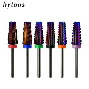 HYTOOS 2Pcs Violet 5 en 1 Forets coniques en carbure pour ongles Manucure Fraise Accessoires Remove Gel Acylics 230704