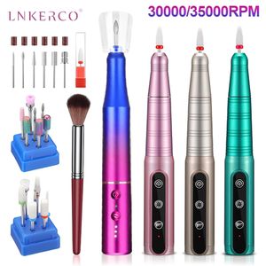 Équipement d'art d'ongle Lnkerco 35000 tr/min perceuse à ongles sans fil ponceuse à ongles électrique professionnelle manucure Machine fraise pour le polissage du gel 231207