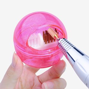 Nail Art Equipment Mini Drill Bit Cleanser Box pour Head Dual Clean Brush Portable Dust Cleaning Case Polishing Manucure Tool 230606