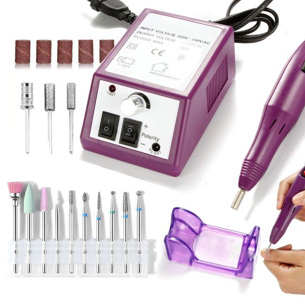 Equipo de arte de uñas Taladro de uñas Aparato eléctrico para manicura 10 piezas Fresas Juego de brocas Gel Removedor de cutículas Máquina de pedicura Nail Art 230220