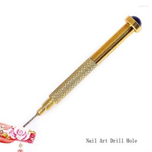 Nail Art Equipment Piercing Drill-Jooded Handghand Dange Bling Decoratie Golden Pierce stipperpan Manicure Tool Prud22