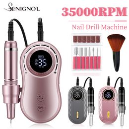 Nail Art Equipment Senignol 35000rpm boormachine LCD Display draagbaar oplaadbaar voor manicure pedicure tools Professional 230417