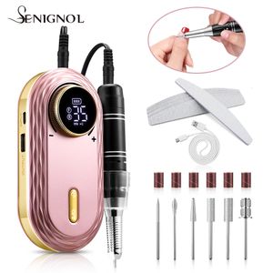 Nail Art Equipment Senignol 35000rpm elektrische nagelboormachine professional LCD -display draagbaar allemaal voor manicure tool oplaadbare nagels kunstset 230220