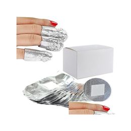 Équipement d'art des ongles, vente en gros, feuille d'aluminium imbibée de vernis à gel acrylique, 100 pièces, livraison directe, Salon de beauté et de santé Dhwb8