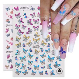 Roze Holographics Laser Bronzing 3D Vlinder Nail Art Stickers Zelfklevende sliders DIY Nail Transfer Decals Folie Wraps Decoratie Nail ArtStickers Decals Nail Art