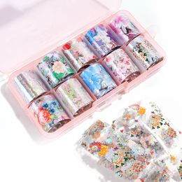 Nail Art Folie Sticker Set Laser Star Floral Design Transfer Papier Nagels Decal Tips Nail Art Decoraties RRA2340