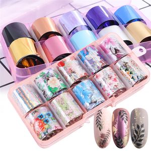 Nail Art Foil Sticker Set Laser Star Floral Design Transfert Papier Ongles Décorations Decal Conseils Kit DIY Manucure Outil