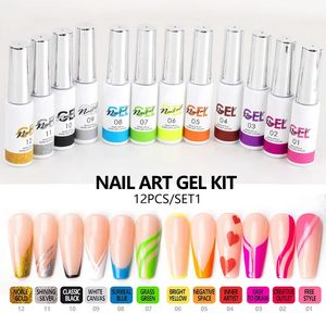 Kit de esmalte de gel de uñas de uñas remojo a UV/LED semi permanente 12 pcs/set barniz gel esmalte de uñas lacas diseños de pintura de salón