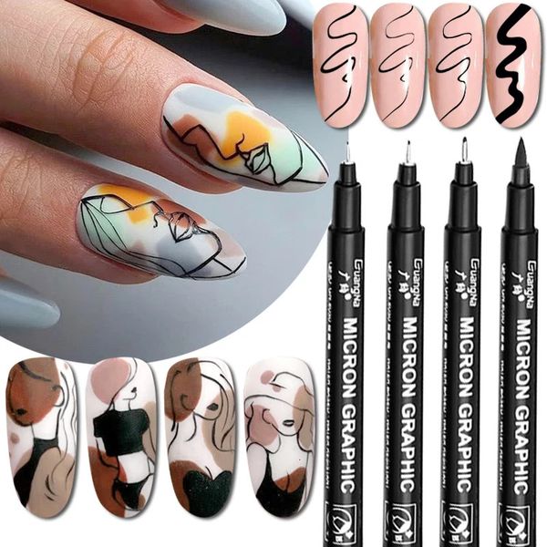 Nail Art Graffiti Pen Líneas abstractas 3D Esmalte de uñas Pluma Acrílico Marcador para uñas Dibujo Liner Pincel Boceto Pintura Herramientas de uñas 240106