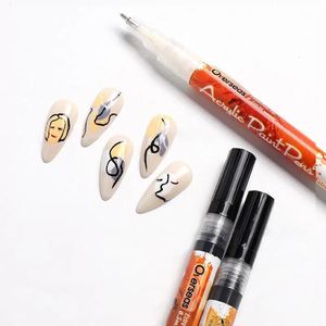 Nail Art Graffiti Pen Zwart Wit Goud Zilver Kleur Dot Tekening Schilderen Abstracte Lijnen Detaillering Pen Borstels DIY Nail Art tool 240105