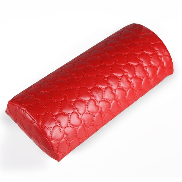 Juego de almohadas de mano para decoración de uñas, almohadilla roja de Internet de estilo japonés de alta gama, almohadilla de mano de cuero de PU, oro rojo rosa, herramienta de estilo europeo semicírculo extraíble y lavable