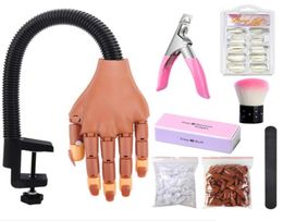 Manos de arte de uñas Práctica profesional Mannequin Hand 100pcs Cintas de uñas Modelo de tren de plástico ajustable Herramienta de manicura DIY Flexible 3671977