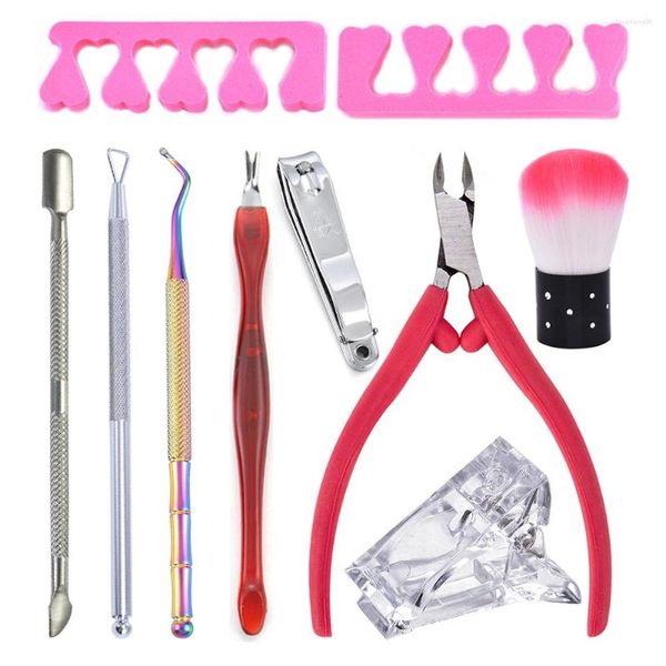 Kits d'art d'ongle 1-10 pièces cristal soin moule pince de fixation Gel de poudre acrylique pour décorations manucure ensemble Kit accessoires