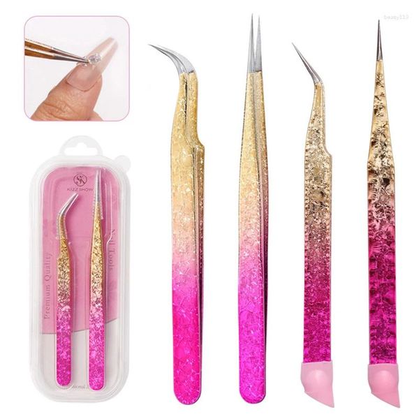 Kits de arte de uñas 1/2 unids Pinzas Pegatinas Rhinestones Pick Up Clip Extensión de pestañas Herramientas de maquillaje Eliminación de espinillas Acné Exprimir