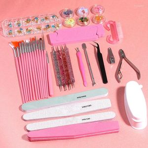 Nail Art Kits 1 Set Nails Brush Clippers Kit Tool met borstelstipgereedschap Acryl Acryl voor Salon Home Use