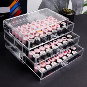 Nail Art Kits 1 Set Opbergdoos Drielaags Grote Capaciteit Plastic Verdeeld Display Lijm Organizer voor Desktop Make-up 230927